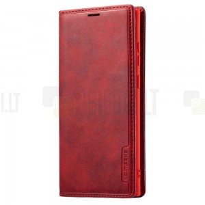 „Lc.Imeeke“ Samsung Galaxy S23 Ultra (SM-S918) raudonas odinis atverčiamas dėklas
