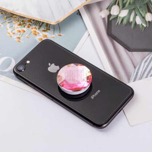 „PopSocket“ Diamond telefono laikiklis (prie nugarėlės) - rožinis