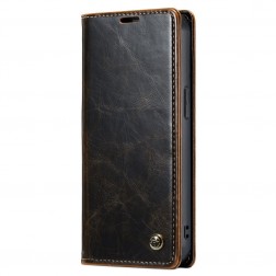 „CaseMe“ Leather solidus atverčiamas dėklas - rudas (iPhone 13)