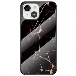 „Marble“ kieto silikono (TPU) dėklas - juodas / auksinis (iPhone 13 Mini)