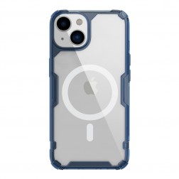 „Nillkin“ Nature TPU Pro MagSafe sustiprintos apsaugos kieto silikono (TPU) dėklas - skaidrus / mėlynas (iPhone 14 Plus)