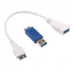 Micro USB 3.0 OTG laidas - baltas + adapteris