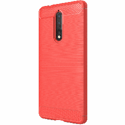 „Carbon“ kieto silikono (TPU) dėklas - raudonas (Nokia 8)