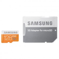 „Samsung“ Evo MicroSD atminties kortelė - 128 Gb (10 Klasė) + SD adapteris