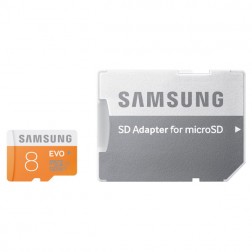 „Samsung“ Evo MicroSD atminties kortelė - 8 Gb (10 Klasė) + SD adapteris