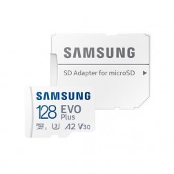 „Samsung“ Evo Plus MicroSD atminties kortelė - 128 Gb (10 Klasė) + SD adapteris