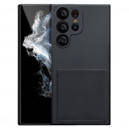 „Card Slot“ kieto silikono (TPU) dėklas su kišenėle - juodas (Galaxy S23 Ultra)
