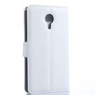Meizu MX4 atverčiamas baltas odinis Litchi dėklas - piniginė