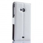 Microsoft Lumia 535 atverčiamas baltas odinis Litchi dėklas - piniginė